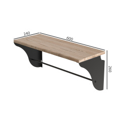 Полиця настінна Ferrum-decor Комфі 260x600x240 метал Чорний ДСП Дуб Сан-Маріно 16 мм (KOM0023) Черновцы