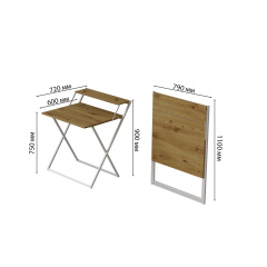 Стол трансформер Компакт 2 Ferrum-decor 750x790x720 Белый металл ДСП Дуб Артизан 16 мм (KOM213) Васильків