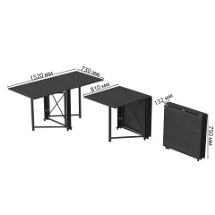 Стол-книжка трансформер Орион 2 Ferrum-decor 750x1520x730 Черный металл ДСП Сосна Кембра 16 мм (ORI203) Акимовка