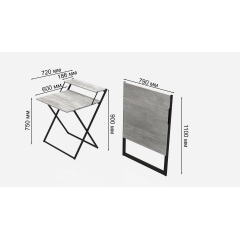 Стол трансформер Компакт 2 Ferrum-decor 750x790x720 Черный металл ДСП Бетон 16 мм (KOM207) Київ