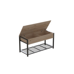 Банкетка з ящиком Ferrum-decor Дрейк 1 550x1000x400 метал Чорний ДСП Дуб Сан-Маріно 16 мм (DRE0002) Петрове