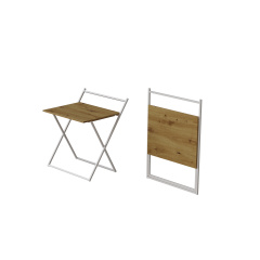 Стол трансформер Компакт 1 Ferrum-decor 750x790x720 Белый металл ДСП Дуб Артизан 16 мм (KOM113) Буча