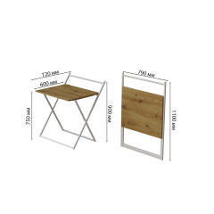 Стол трансформер Компакт 1 Ferrum-decor 750x790x720 Белый металл ДСП Дуб Артизан 16 мм (KOM113) Буча