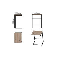 Столик приставной Терри Ferrum-decor 650x440x330 Черный металл ДСП Дуб Сан-Марино 16 мм (TERR002) Южноукраїнськ
