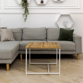 Журнальний стіл Adore Décor Квадро M Квадратний 60х60х47 см Білий/Дуб