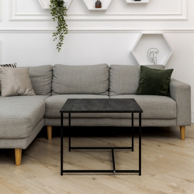 Журнальний стіл Adore Décor Квадро M Квадратний 60х60х47 см Чорний/Вугільний камінь