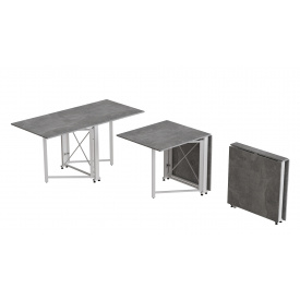 Стол-книжка трансформер Орион 2 Ferrum-decor 750x1520x730 Белый металл ДСП Бетон 16 мм (ORI214)