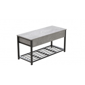Банкетка с ящиком Ferrum-decor Дрейк 2 550x1200x400 металл Черный ДСП Бетон 16 мм (DRE0028)