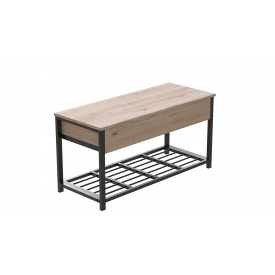 Банкетка с ящиком Ferrum-decor Дрейк 1 550x1000x400 металл Черный ДСП Дуб Сан-Марино 16 мм (DRE0002)