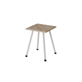 Табурет кухонный Ferrum-decor 430x320x320 Белый металл ДСП Дуб Сан-Марино 16 мм (TAB009)