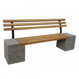 Скамейка, лавочка парковая «Парковая» со спинкой Гранит серо-красный