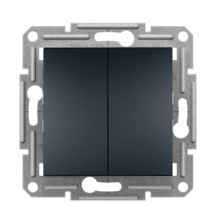 Двухклавишный кнопочный выключатель Schneider Electric Asfora EPH1100171 (антрацит)