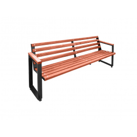 Лавка садова Tobi Sho Лофт з дерев'яними накладками на підлокітниках 1,75 м колір Червоне дерево