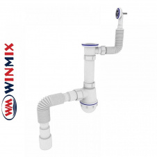 Сифон для кухни SK-04-B 1 1/2" (40) с резьбой выпуском и круглым переливом, Winmix Польша