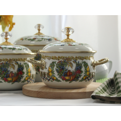 Кастрюля эмалированная "VITALY" Elmani с крышкой, 1,5л, 14см Коростень