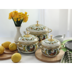 Кастрюля эмалированная "VITALY" Elmani с крышкой, 1,5л, 14см Коростень