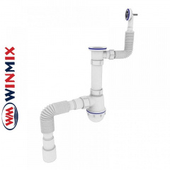 Сифон для кухни SK-04-B 1 1/2" (40) с резьбой выпуском и круглым переливом, Winmix Польша Київ