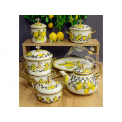 Кастрюля эмалированая "SICILY" Elmani с крышкой, 2,1 л, 16 см Хмельник