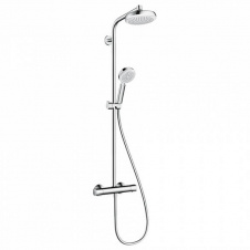 Душова система Hansgrohe Crometta Showerpipe 160 1jet EcoSmart з термостатом білий/хром