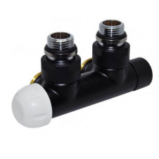 Термостатичний вузол кутовий Carlo Poletti Twin Thermo 1/2" Зx3/4" EK 50мм Black Matte лівий
