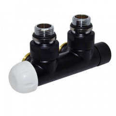 Термостатичний вузол кутовий Carlo Poletti Twin Thermo 1/2" Зx3/4" EK 50мм Black Matte лівий Стрий