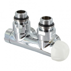 Термостатичний вузол кутовий Carlo Poletti Twin Thermo 1/2" Зx3/4" EK 50мм хром лівий (V37110BSBSX) Городок
