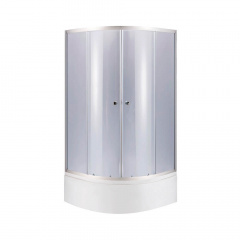 Душова кабіна Lidz Latwa SC90x90.SAT.HIGH.GR полукругла, скло тон 4 мм + Душовий піддон KAPIELKA ST90x90x41, з панеллю (LLSC9090SATHIGHGR2SET) Лозова