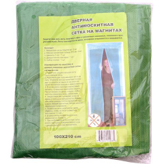 Антимоскитная сетка на магнитах 210*100 см HOME дверная антимоскитная шторка Зеленая Первомайск