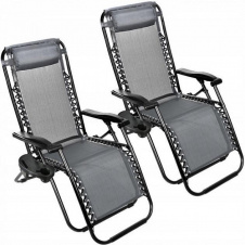 Набір 2шт. шезлонги ZANO ZERO GRAVITY GREY до 120 кг.