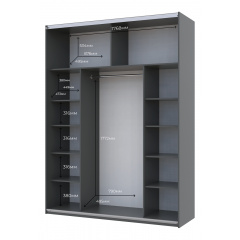 Шкаф купе Doros G-Caiser Графит / Дуб Эвок 1 ДСП / 1 Стекло / 3 части 180х60х240 (42005015) Ворожба