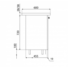 Тумба з двома ящиками зі стільницею 1-ї категорії з фарбованими фасадами МДФ ширина 600 МАКСІ МЕБЛІ (5102415) Луцьк