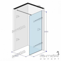 Душевая перегородка Weston 1000x950x2000 профиль хром/прозрачное стекло Тернопіль
