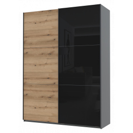 Шкаф купе Doros G-Caiser Графит / Дуб Эвок 1 ДСП / 1 Стекло / 3 части 180х60х240 (42005015)