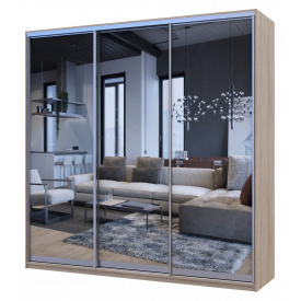 Шафа купе Doros Сіті Лайт Дуб сонома 3 Дзеркала 225х60х225 (42002138)