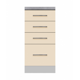Тумба з чотирма ящиками зі стільницею 1-ї категорії ширина 400 МАКСІ МЕБЛІ Сірий/Ваніль (80117)
