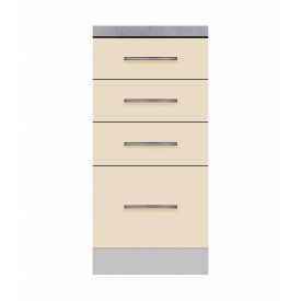 Тумба з чотирма ящиками зі стільницею 1-ї категорії ширина 300 МАКСІ МЕБЛІ Сірий/Ваніль (80116)