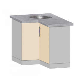 Тумба кутова кухонна з врізним миттям зі стільницею 1-ї категорії МАКСІ МЕБЛІ Сірий/Ваніль (80154)