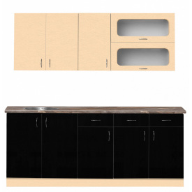 Кухня Грета 2000 МАКСІ МЕБЛІ Кремовий/Чорний софт (5103005)