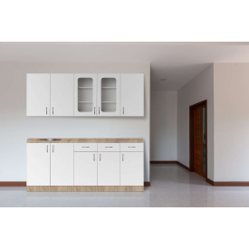 Кухня Модена ширина 2500 МАКСІ МЕБЛІ Дуб сонома/Білі гладкі (5103015)