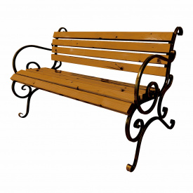 Скамейка садовая кованая Tobi Sho с подлокотниками 170 см цвет дуб