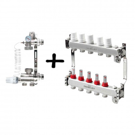 Вузол теплої підлоги в зборі без насоса Termojet 1x3/4 на 5 виходів з витратомірами