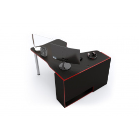 Стіл геймерський SnowScape (Антрацит + Червоний, 140х120х74.5 см)