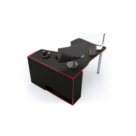 Стіл геймерський SnowScape (Антрацит + Червоний, 140х120х74.5 см)