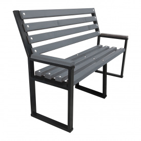 Скамейка Tobi Sho Лофт с деревянными накладками на подлокотниках усиленная 2 м цвет серый