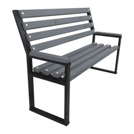 Лавка Tobi Sho Лофт з дерев'яними накладками на підлокітниках 1,3 м колір сірий