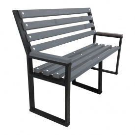 Скамейка Tobi Sho Лофт с деревянными накладками на подлокотниках усиленная 2,2 м цвет серый