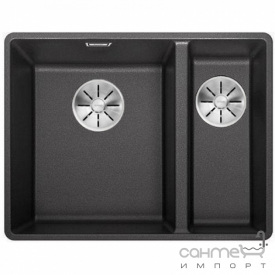 Гранитная кухонная мойка на полторы чаши Blanco Subline 340/160-F Silgranit 527344 вулканический серый