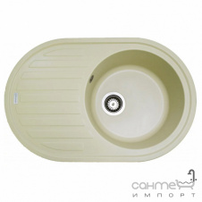 Овальная гранитная кухонная мойка на одну чашу с сушкой Fancy Marble Elipse 12007XXXX графит