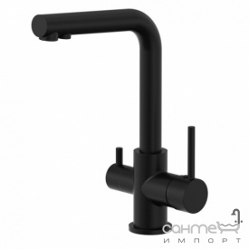 Смеситель для кухни с изливом для фильтрованной воды Аква Родос Imperium Black 98000 матовый черный