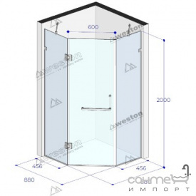 Душевая кабина Weston WK 5 880x880x2000 хром/стекло прозрачное, ручка-полотенцедержатель